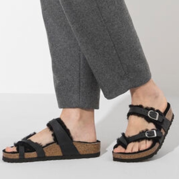 Birkenstock Mayari Shearling Natural Leather Oiled sandals size 7 - Picture 1 of 12